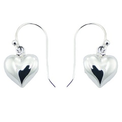 Petite Sterling Silver Puffed Hearts Dangle Earrings by BeYindi