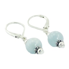 Light-blue Hydro Quartz Ball Sterling Silver Drop Earrings by BeYindi 