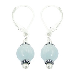Light-blue Hydro Quartz Ball Sterling Silver Drop Earrings by BeYindi