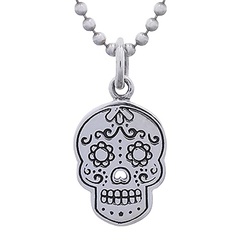 Sugar Skull Silver Pendant Perforated Nose