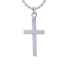Simple Flat Latin Cross Sterling Silver Pendant