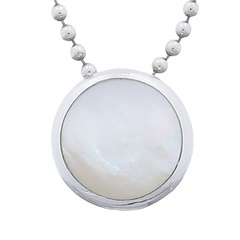 925 Sterling Silver Bordered Mother Of Pearl Round Pendants by BeYindi
