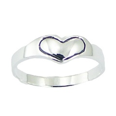 Polished Sterling Silver 925 Engraved Heart Band Ring 