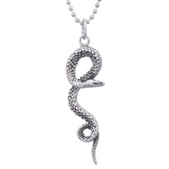Rough Scaled Snake Pendant 925 Sterling Silver