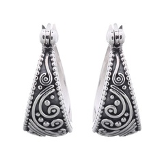 Stunning Ornamented Style Hoops Earrings 925 Silver by BeYindi 