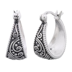 Stunning Ornamented Style Hoops Earrings 925 Silver by BeYindi