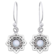 Mandala Flower With Mother Of Pearl Silver Earrings