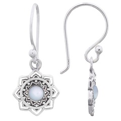 Mandala Flower With Mother Of Pearl Silver Earrings by BeYindi 