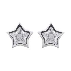 Little Star Champ Stud Earrings With White Cubic Zirconia by BeYindi