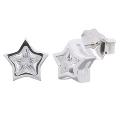 Little Star Champ Stud Earrings With White Cubic Zirconia by BeYindi 