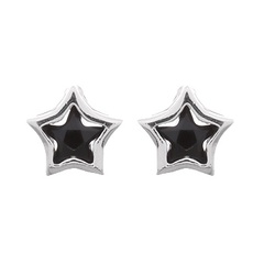 Little Star Champ Stud Earrings With Black Cubic Zirconia by BeYindi