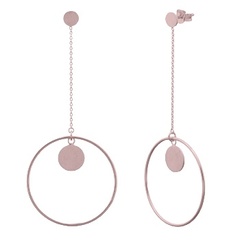 Flipping Disc In Circle Chain Rose Gold Stud Earrings