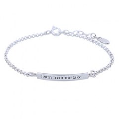 Silver Engraved Message Bracelet "Learn from Mistakes"