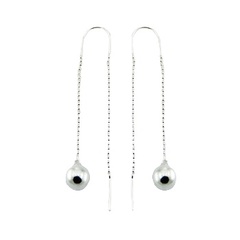 Spheres On Bead Chains Sterling Silver Threader Earrings by BeYindi