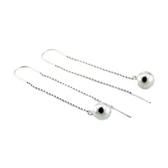 Spheres On Bead Chains Sterling Silver Threader Earrings by BeYindi 