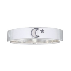 Mini Crescent Moon And Star Band Ring 925 Silver by BeYindi 