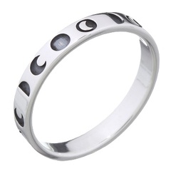 Phases Of The Moon Sterling Silver Band Ring