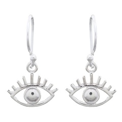 Trendy Evil Eye With Lashes 925 Silver Dangle Earrings
