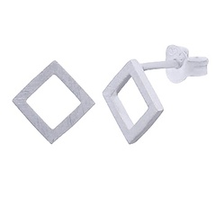 Brushed 925 Open Square Silver Plated Stud Earrings by BeYindi