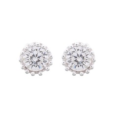 Faceted Mini White Cubic Zirconia 925 Stud Earrings Silver