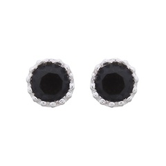 Faceted Mini Black Cubic Zirconia 925 Stud Earrings Silver by BeYindi