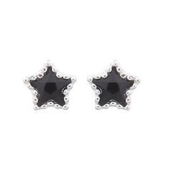 Mini Sparkling Star With Black CZ 925 Silver Stud Earrings by BeYindi