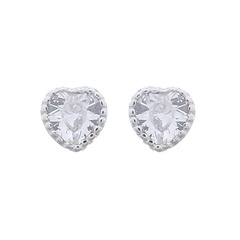 Tiny Delightful Heart With White CZ 925 Silver Stud Earrings