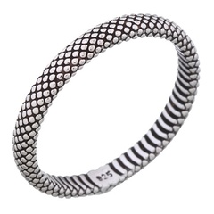 Python Skin Textured 925 Silver Band Ring by BeYindi