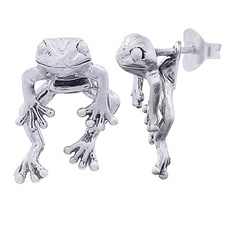 Jumping Frog Silver 925 Stud Earrings 