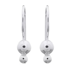 Two Solid Balls Sterling Silver Drop Earrings