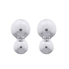 925 Silver Two Connected Solid Balls Stud Earrings