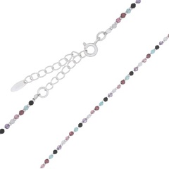 Precious Gemstones With Silver Spacer Choker Necklace by BeYindi 