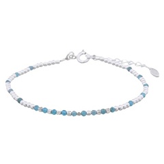 Dainty Blue Apatite Stone Bracelet 925 Silver by BeYindi 
