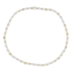 Stretchable Yellow Opal With 925 Silver Round Beads Bracelet