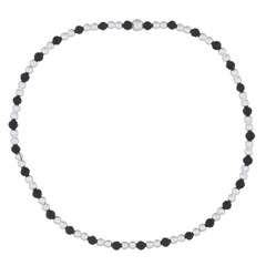 Two Silver Spheres Spacer With Black Agate Stretchable Bracelet