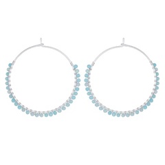 Amazonite Large 925 Silver Wire Hoops