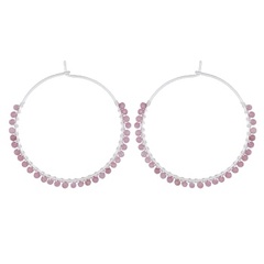 Tourmaline Stone Large Silver Wire Hoops
