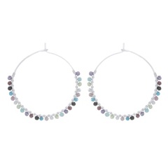 Mix Stones Large 925 Silver Wire Hoops by BeYindi