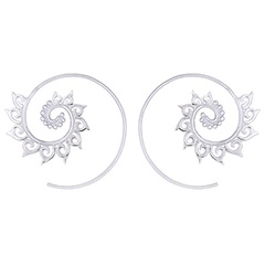 925 Silver Spiral Earrings Abstract Flower by BeYindi