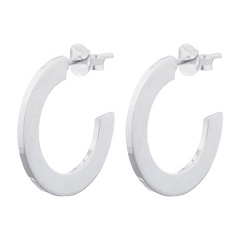 925 Silver Flat Circle Curve Earrings