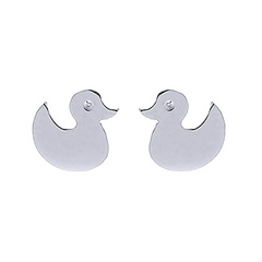 Baby Duckling Shiny Silver Stud Earrings by BeYindi