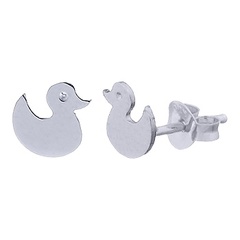 Baby Duckling Shiny Silver Stud Earrings by BeYindi 