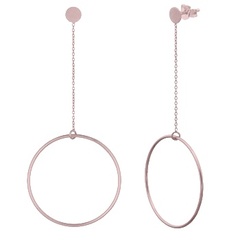 Circle Swing Rose Gold Silver Stud Earrings