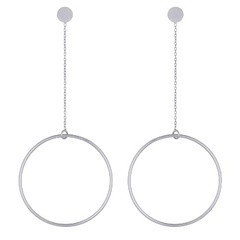 Circle Swing Silver Plated Stud Earrings 