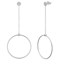 Circle Swing Silver Plated Stud Earrings
