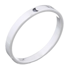 Little Crescent Moon On 925 Silver Band Ring