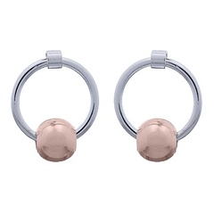 925 Hoop and Rose Gold Plated Ball Stud Earring