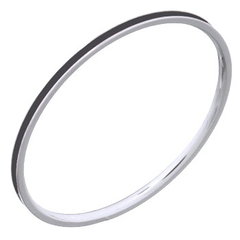 Black Enamel Sterling Silver Plain Stack Ring