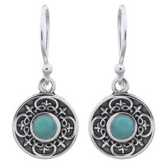 Gothic Style Green Stone 925 Silver Dangle Earrings