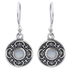 Gothic Style Mother Of Pearl 925 Silver Dangle Earrings by BeYindi